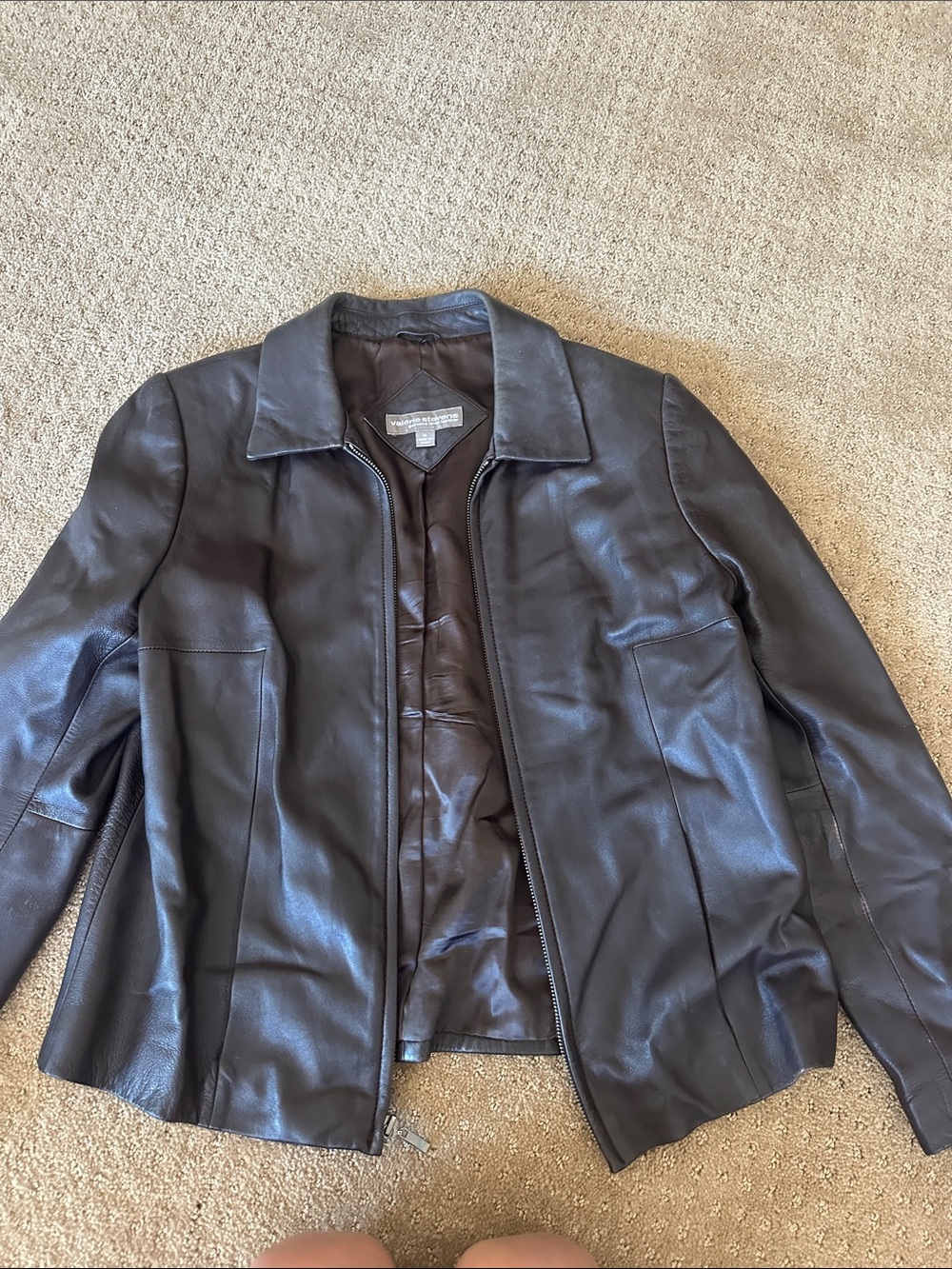 Valerie Stevens Brown Leather Zip Jacket